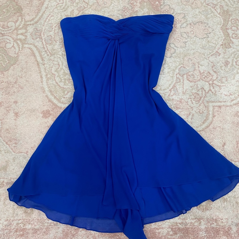 David's Bridal Strapless Royal Blue Dress